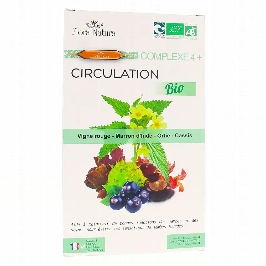 FLORA NATURA Complexe 4+ Circulation Bio 20 Ampoules de 15ml