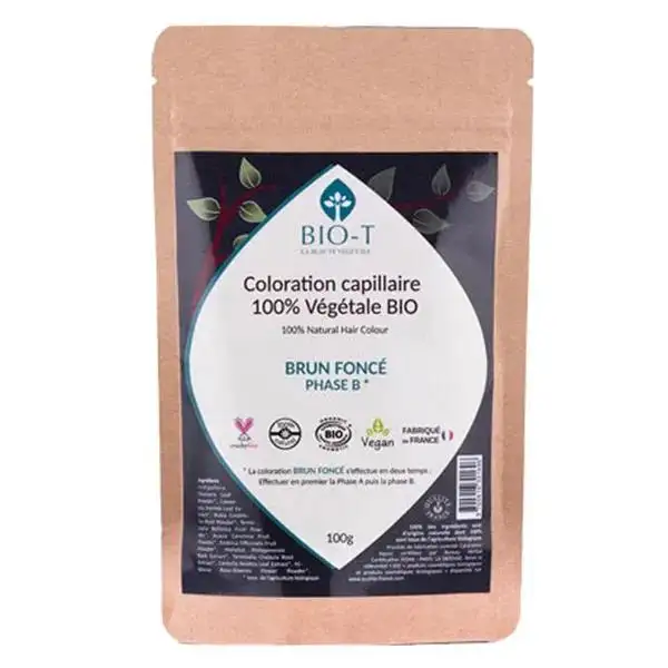 Bio-T Coloration Végétale brun foncé B - Bio et 100% naturel - 100g