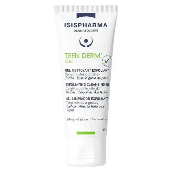 Isispharma Teen Derm Gel Gel Nettoyant Exfoliant 40ml