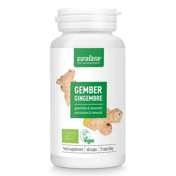 Purasana Gingembre Bio - 250 mg - 60 Vcaps