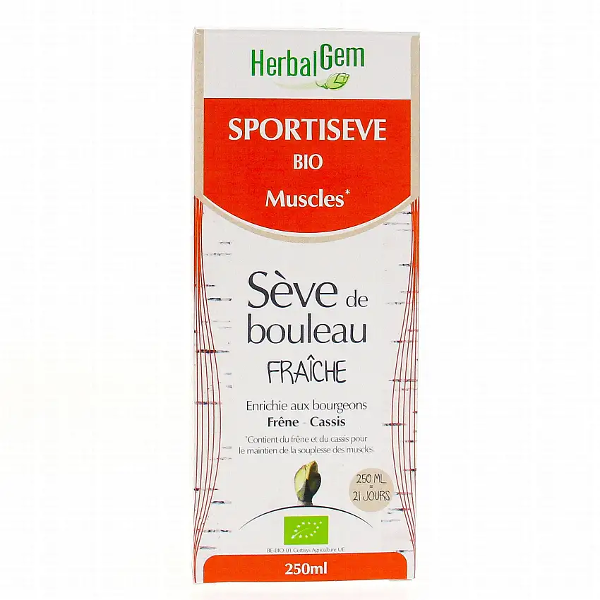 HERBALGEM Séve de bouleau enrichie aux bourgeons frais - Sportiseve muscles bio 250ml
