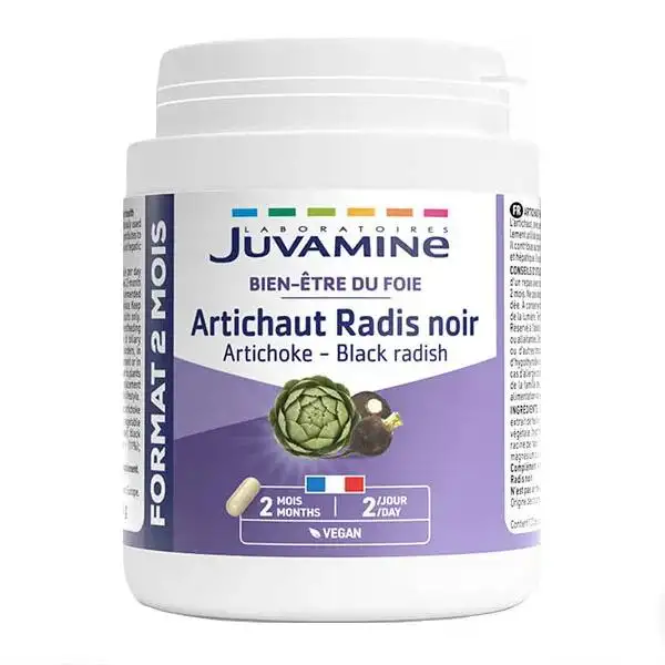 JUVAMINE ARTICHAUT RADIS NOIR Format 2 mois 120 gélules végétales