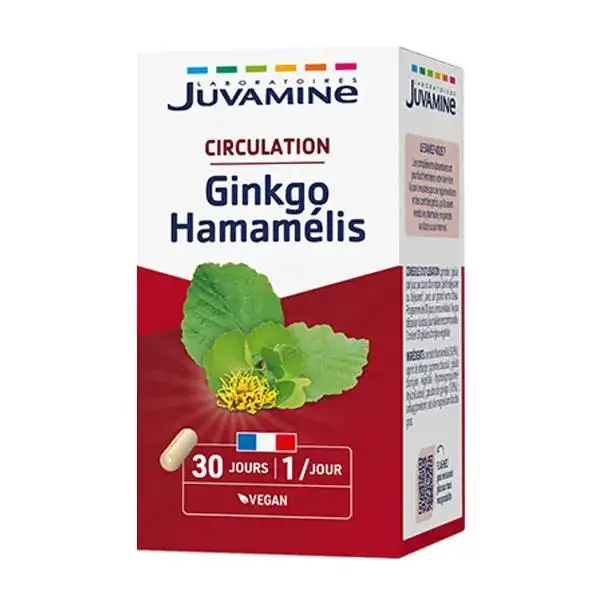 Juvamine Circulation Ginkgo Hamamélis 30 gélules
