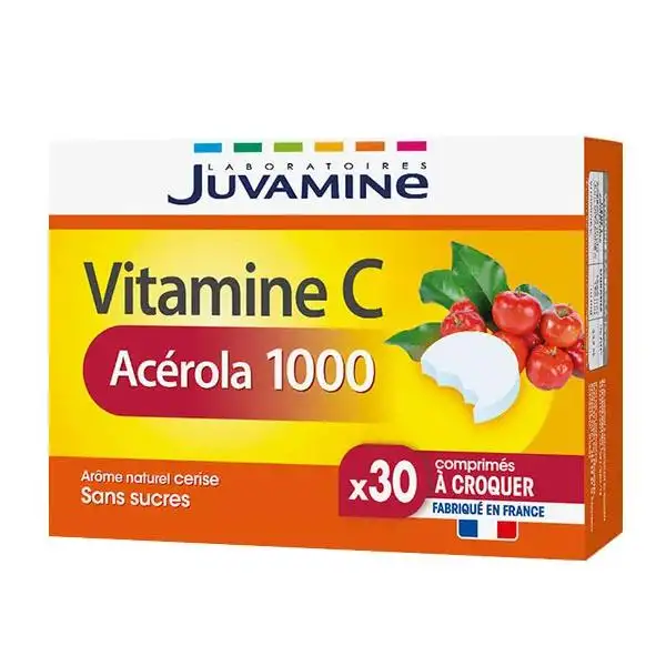 Juvamine Vitamine C Acérola 1000 30 comprimés à croquer