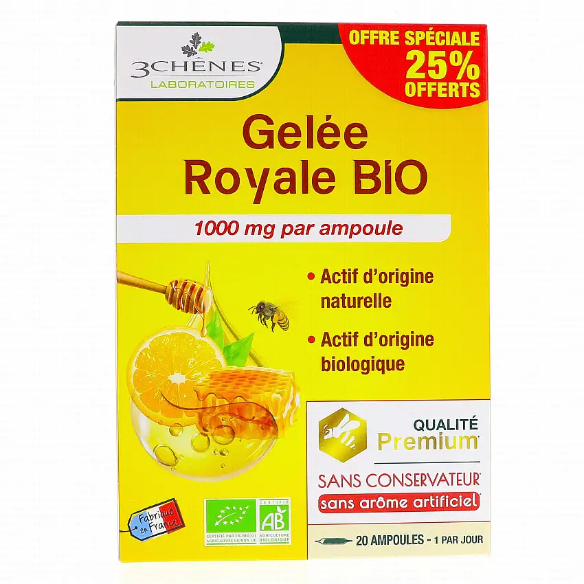 LES 3 CHENES Gelée Royale 1000 mg x20 Ampoules
