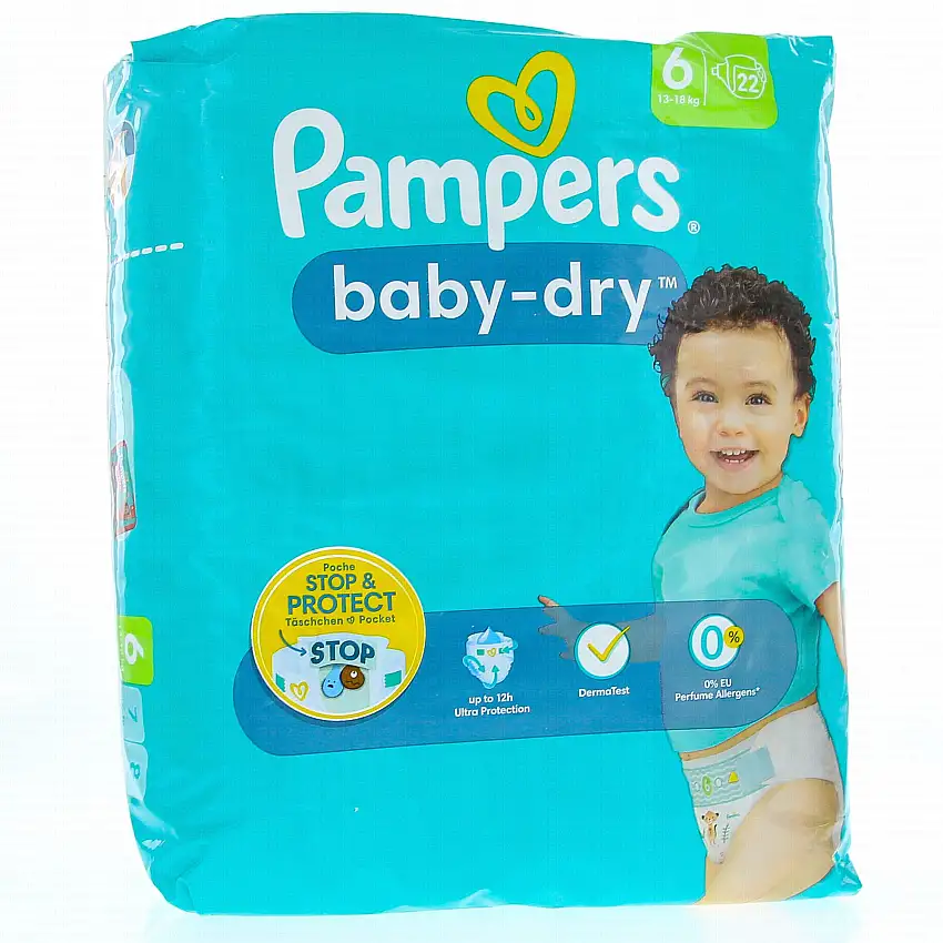 PAMPERS Baby dry 12h Taille 6 - 13à18kg x22 couches