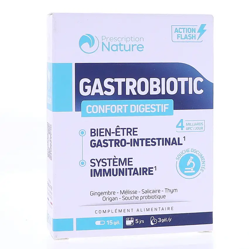 PRESCRIPTION NATURE Confort digestif Gastrobiotic x15 gélules