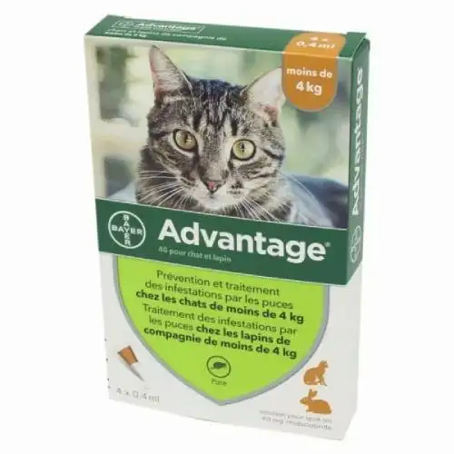 ADVANTAGE 40 Antipuces Chat et Lapins de moins de 4kg (4 Pipettes)