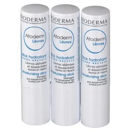 Atoderm Lèvres Stick - lot de 3x4g