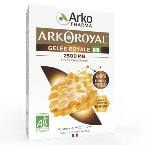 ARKOROYAL - Gelée Royale BIO Hautement Dosée 2500mg - 20 ampoules