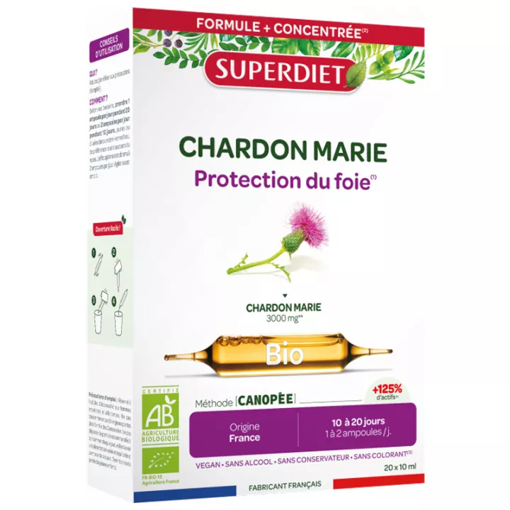 Superdiet Chardon Marie Bio - Protéger le Foie 20 ampoules