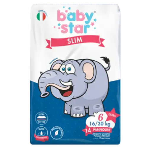 BabyStar Slim Extra Large Taille 6 (16-30Kg) 14 Couches