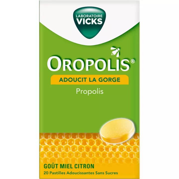Vicks Oropolis Miel Citron 20 Pastilles Adoucissantes Propolis