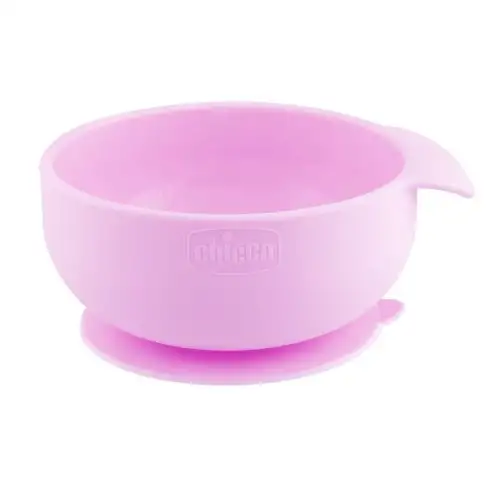 CHICCO Bol en silicone rose avec ventouse