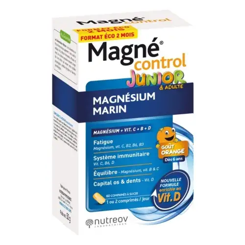NUTREOV - Magné Control Junior & Adulte Magnésium Marin - 60 comprimés