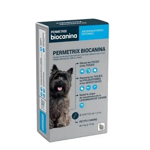 BIOCANINA - Permetrix Antiparasitaires Externes Petits Chiens 3 pipettes 1 ml