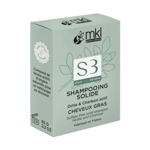 MKL Shampooing Solide S3 Ortie & charbon Actif - Cheveux Gras - 65g