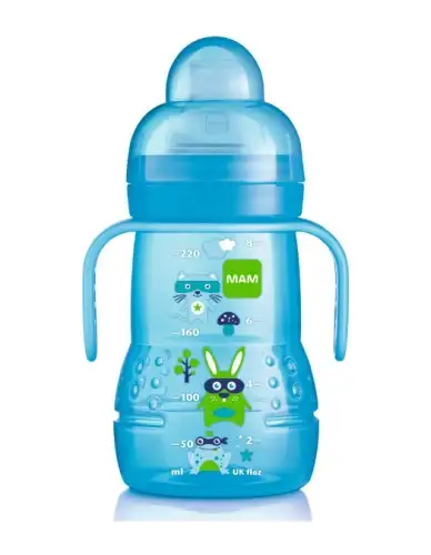 MAM 4m+ Biberon transition à anses BLEU (220 ml)