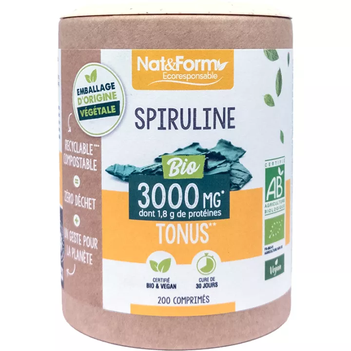 Nat & Form Spiruline Bio 200 Comprimés Eco