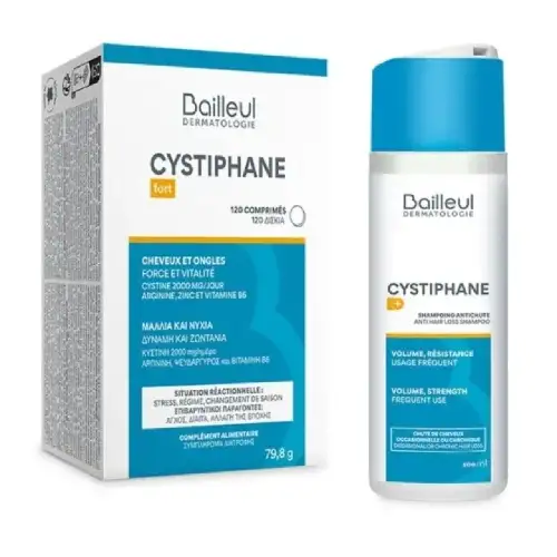 CYSTIPHANE Chute de Cheveux - 120 comprimés + Shampoing 100ml offert