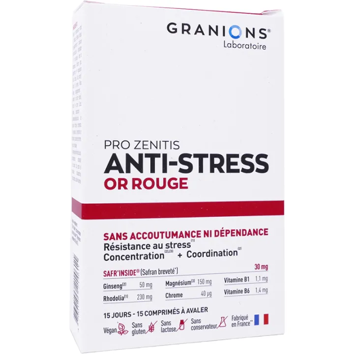 Anti-Stress Or Rouge Granions 15 Comprimés