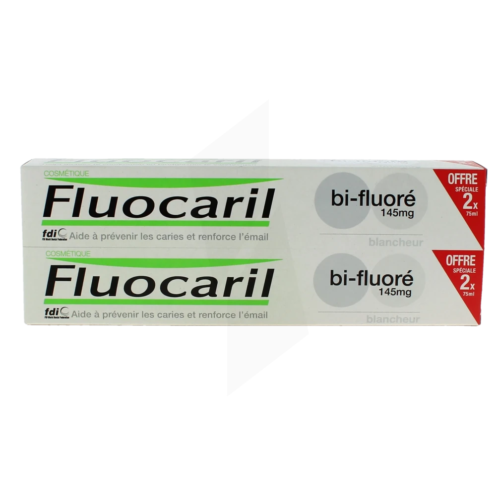 Fluocaril Bi-fluoré 145mg Dentifrice Blancheur 2 Tubes De 75 Ml