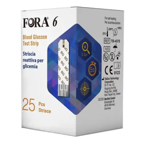 Fora 6 Connect 25 bandelettes réactives pour la glycémie