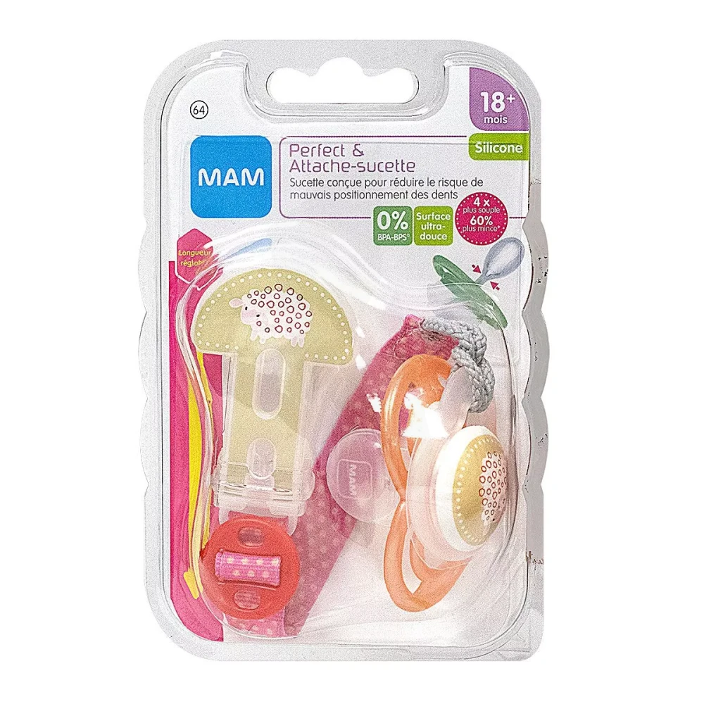 Mam Perfect Kit Sucette + Attache-sucette 18 Mois Et +