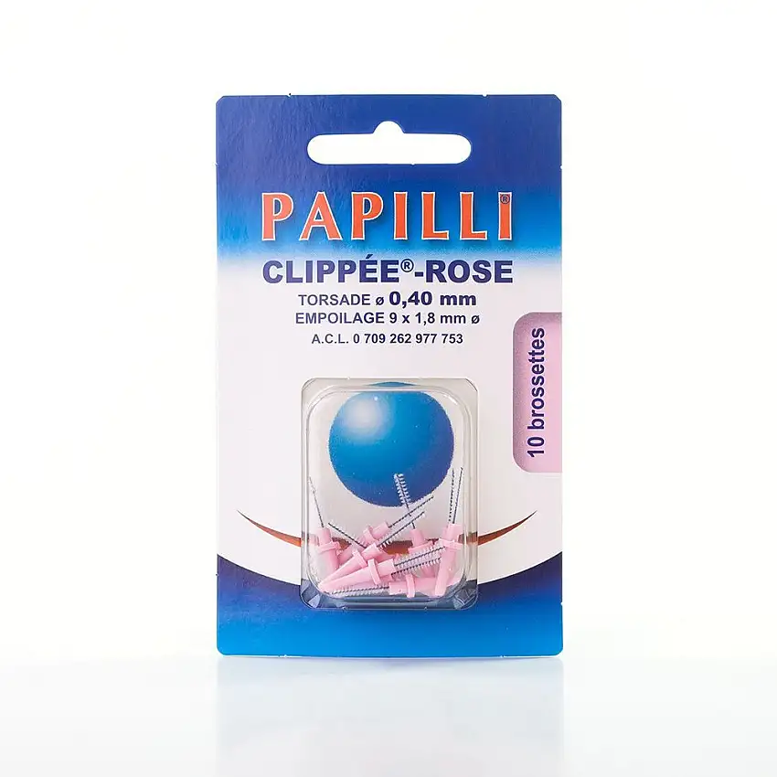 Papilli - Clippée - 10 brossettes Rose Torsade 0.40 mm / Empoilage 9 x 1.8 mm