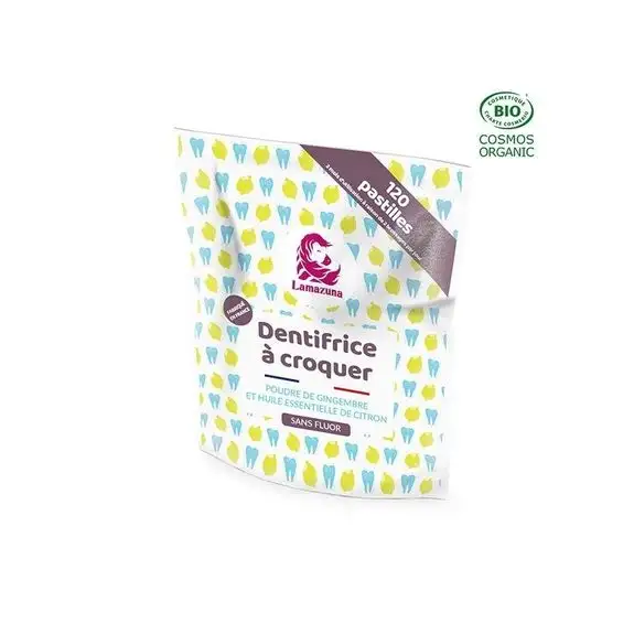 Lamazuna dentifrice à croquer gingembre/he citron Bio 120 pastilles