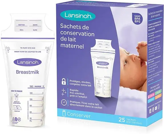 Lansinoh Sachets de conservation de lait maternel par 25