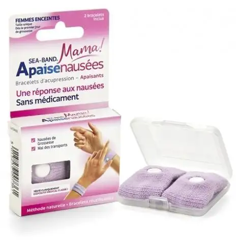Sea Band Mama Apaisenausées Paire de Bracelets d'Acupression Rose