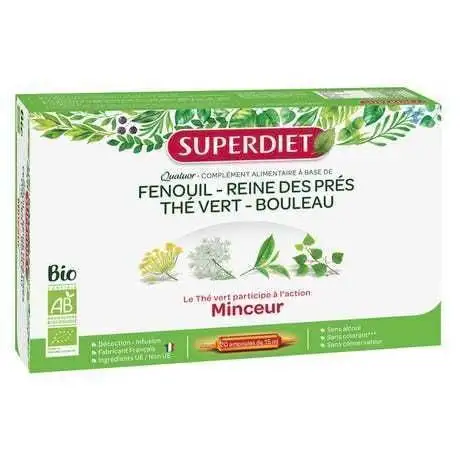 Anti gaspi 01/26 Quatuor Minceur Bio 20 Ampoules Super diet