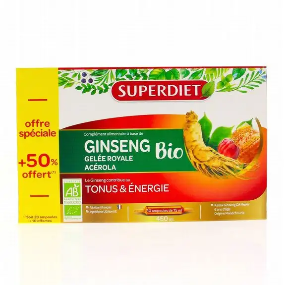 Superdiet Ginseng Gelée Royale 30 ampoules x 15ml