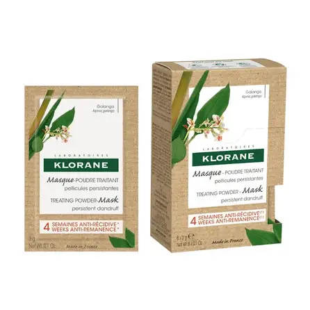 Klorane Masque-Poudre Traitant Antipelliculaire au Galanga Klorane 8x3g