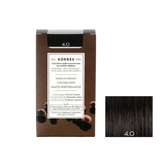 Korres Coloration Permanente Huile d'Argan - Coloration : 4.0 Châtain