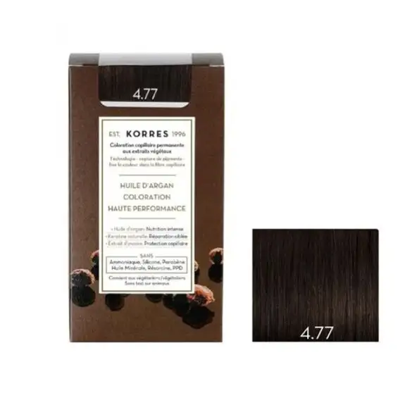 Korres Coloration Permanente Huile d'Argan - Coloration : 4.77 Châtain Naturel Marron