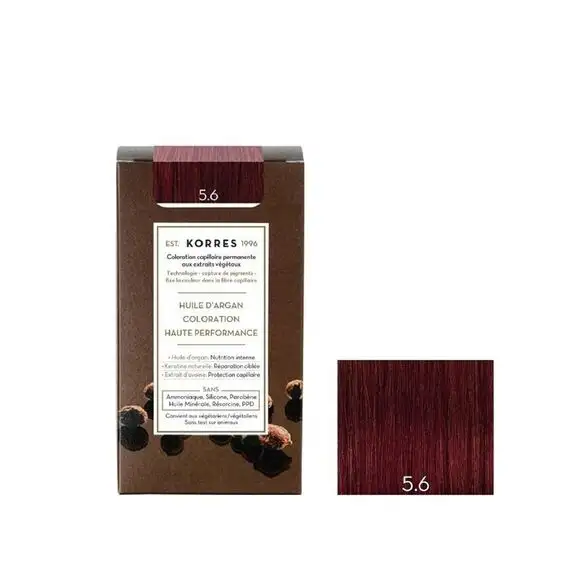 Korres Coloration Permanente Huile d'Argan - Coloration : 5.6 Châtain Clair Magenta de Korres
