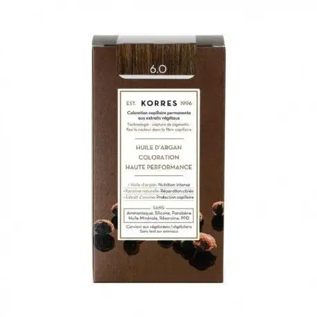 Korres Coloration Permanente Huile d'Argan - Coloration : 6.0 Blond Foncé