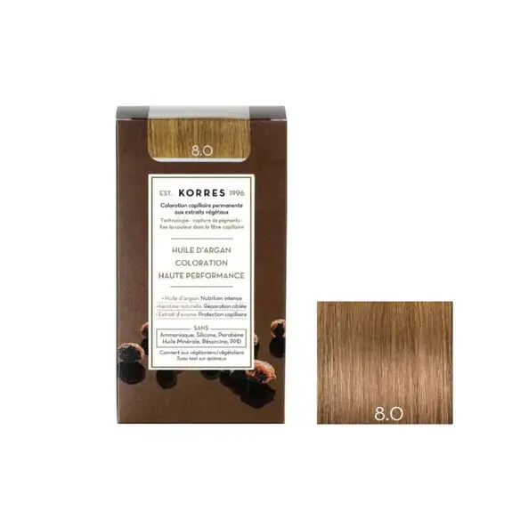 Korres Coloration Permanente Huile d'Argan - Coloration : 8.0 Blond Clair