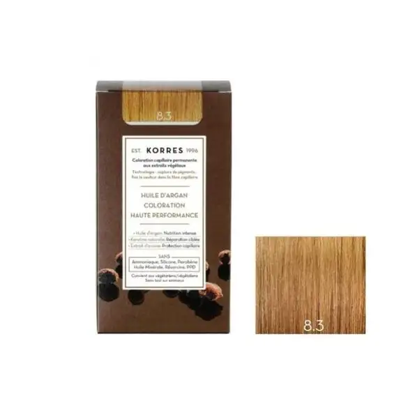 Korres Coloration Permanente Huile d'Argan 8.3 blond clair doré