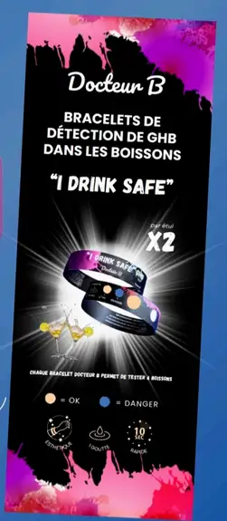 Docteur Bracelet détection GHB dans les boissons