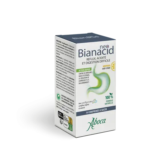 Aboca NeoBianacid Reflux, acidité et digestion difficile 14 Comprimés goût citron
