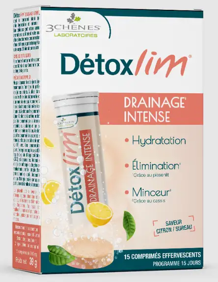 3 chènes Détoxlim Drainage Intense 15 comprimés effervescent