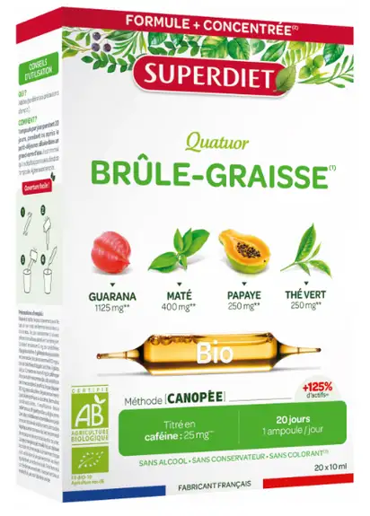 Anti gaspi 04/26 Superdiet Quatuor Brûle-Graisse Bio 20 ampoules