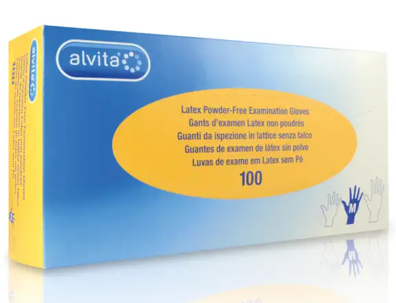 Alvita Gants d'examen Latex non poudrés M x100