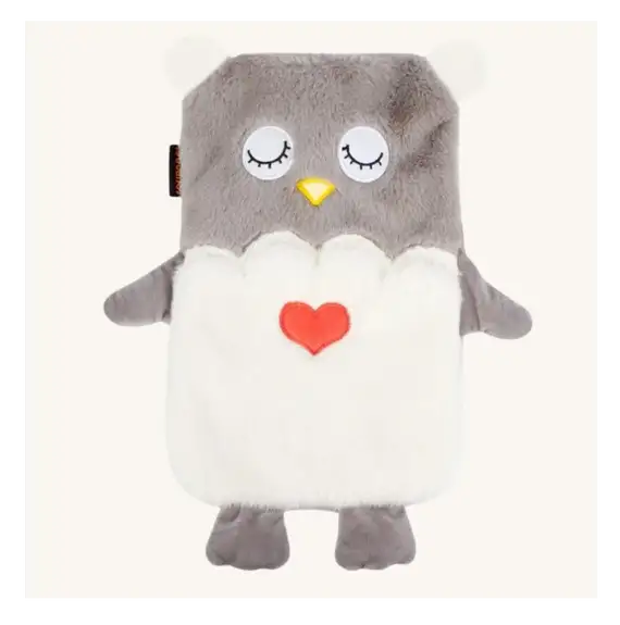 CALINDOO Bouillotte housse hibou gris