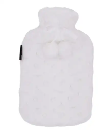 CALINDOO Bouillotte housse pompons blancs