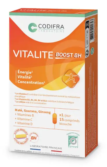 Codifra Vitalité Boost 8h 15 comprimés bicouche