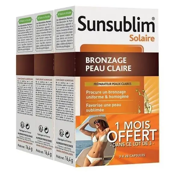Anti gaspi 01/26 Nutreov Sunsublim Bronzage Peau Claire Lot de 3 x 28 Capsules